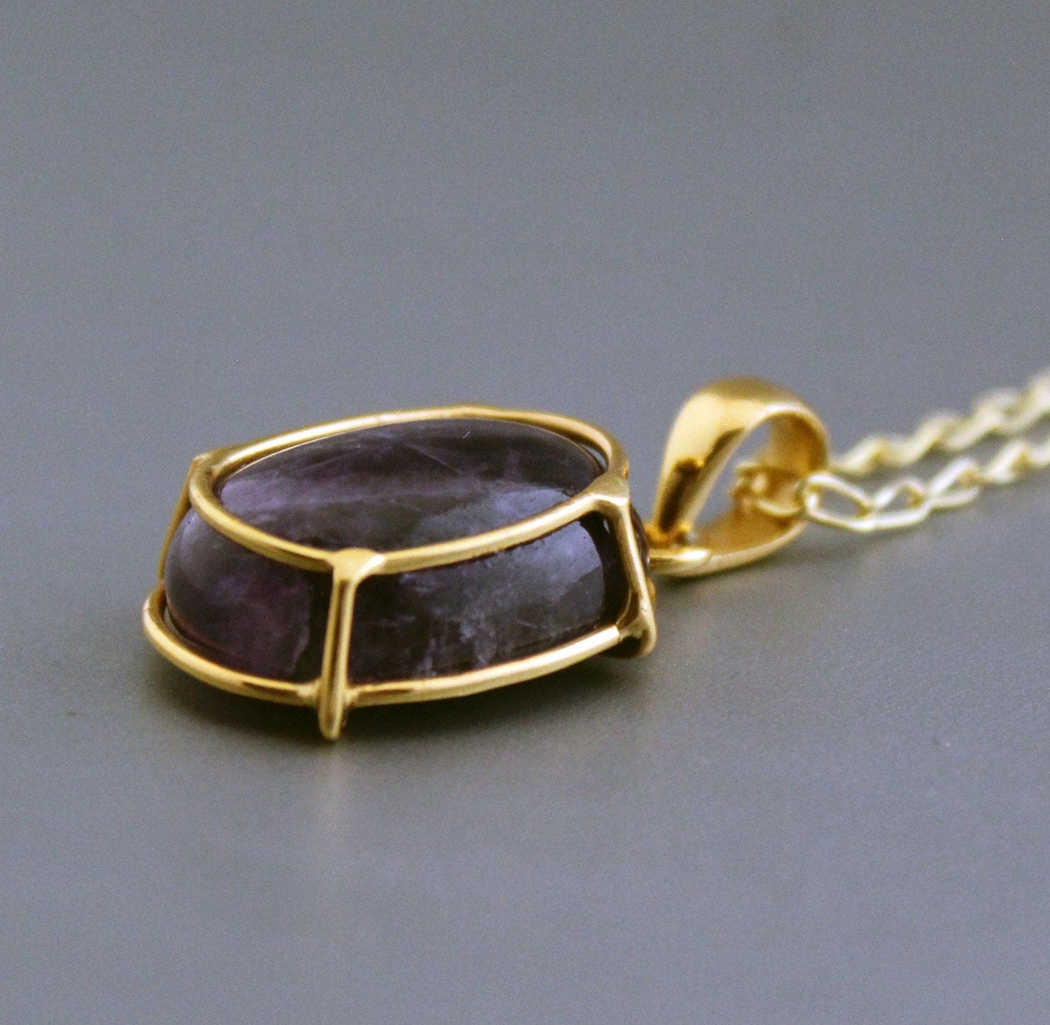 Natural Amethyst necklace, 18K Gold Necklace, Birthstone Jewelry, Layering Necklace, Statement necklaces, Mothers day Gift