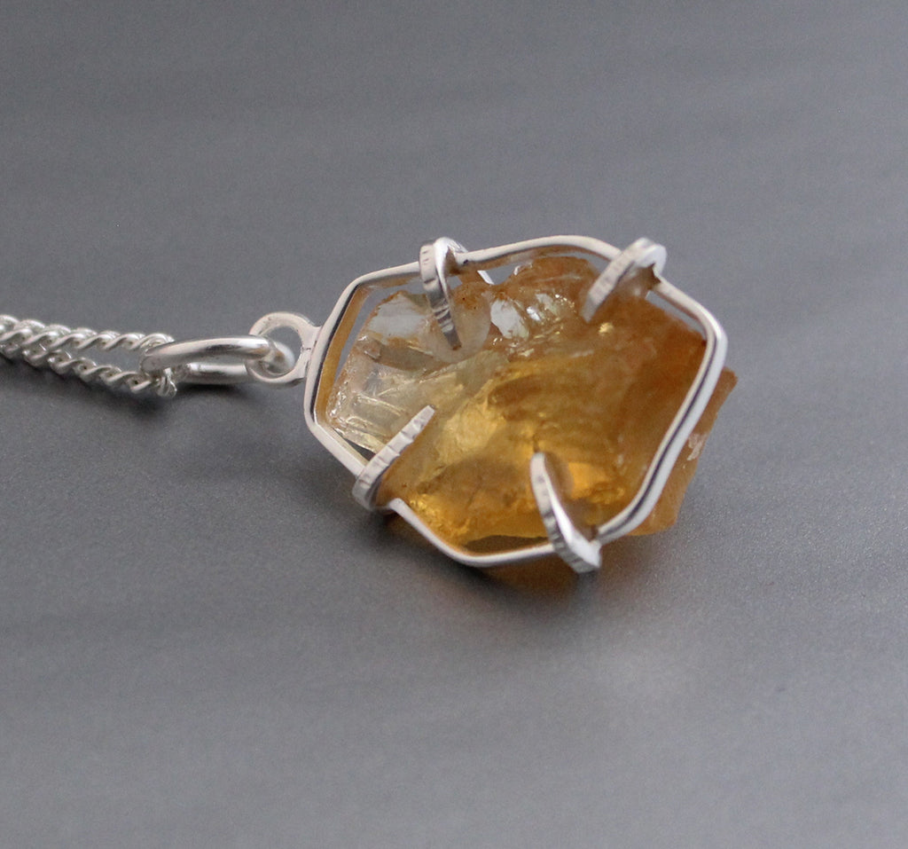 Raw citrine necklace, Chakra healing necklace, November birthstone necklace, Healing crystal necklace, Gift for wife