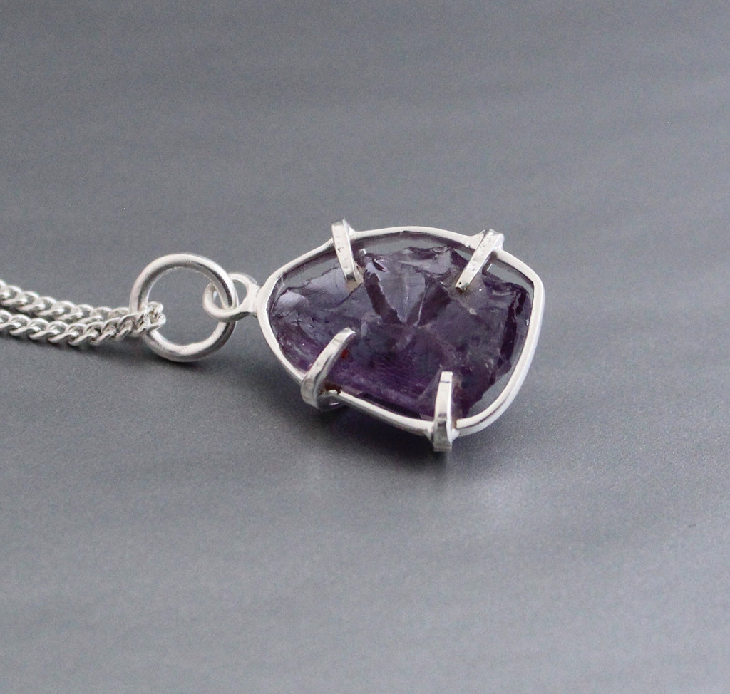 Raw Amethyst Necklace, Raw Crystal Necklace, February Birthstone Pendant, Purple Necklace, Birthday gifts for friend