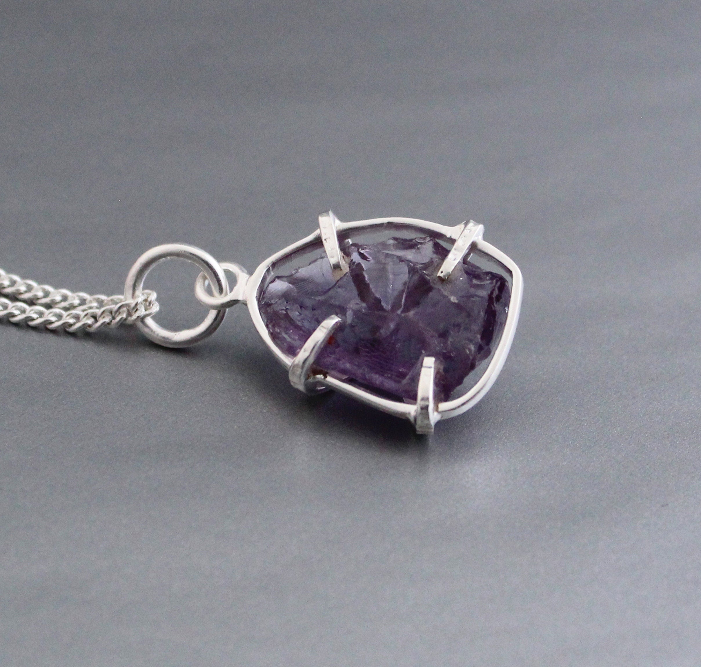 Raw Amethyst Necklace, Raw Crystal Necklace, February Birthstone Pendant, Purple Necklace, Birthday gifts for friend