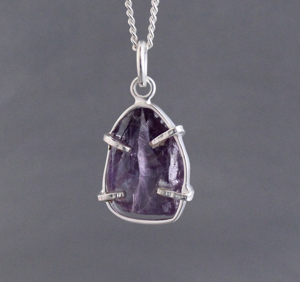Raw Amethyst Necklace, Raw Crystal Necklace, February Birthstone Pendant, Purple Necklace, Birthday gifts for friend