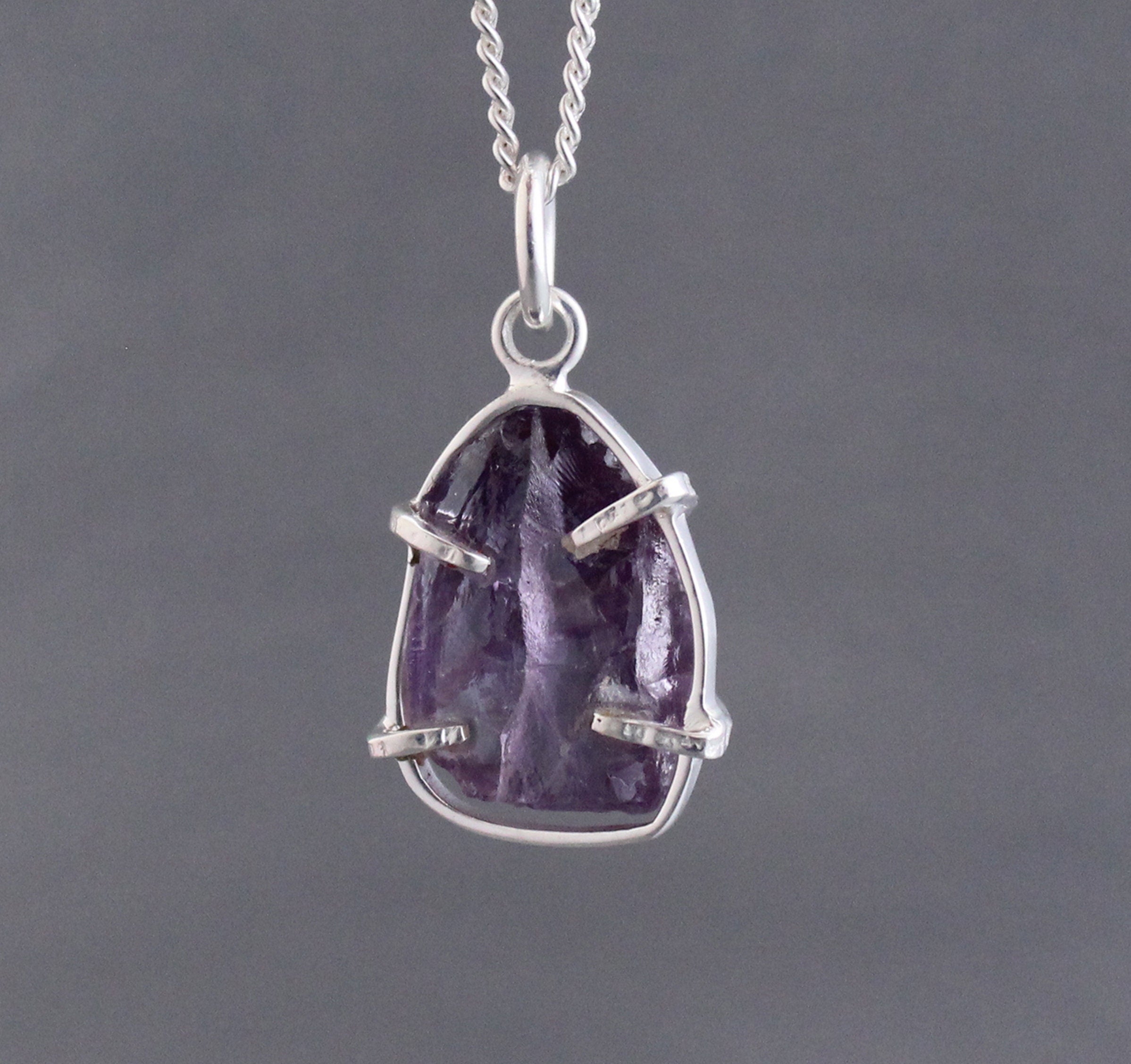 Raw Amethyst Necklace, Raw Crystal Necklace, February Birthstone Pendant, Purple Necklace, Birthday gifts for friend