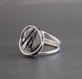 Black Rutile Ring, Sterling Silver Gemstone Jewelry, Anniversary Bridal Ring Beautiful 925 Engagement Solitaire Women Promise Birthday Gift