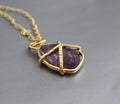 Raw Amethyst Necklace, Raw crystal Necklaces, 18K Gold Vermiel, Handmade Healing crystal, Gifts for Mom, Custom Jewelry