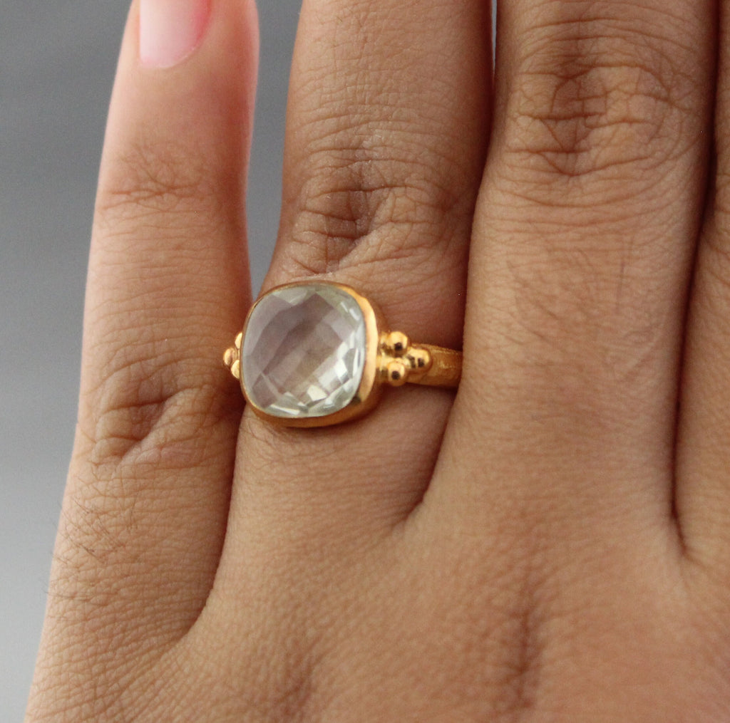 Clear Quartz Ring, 925 Sterling Silver, April Birthstone, Anniversary Gift, Gift for Girlfriend