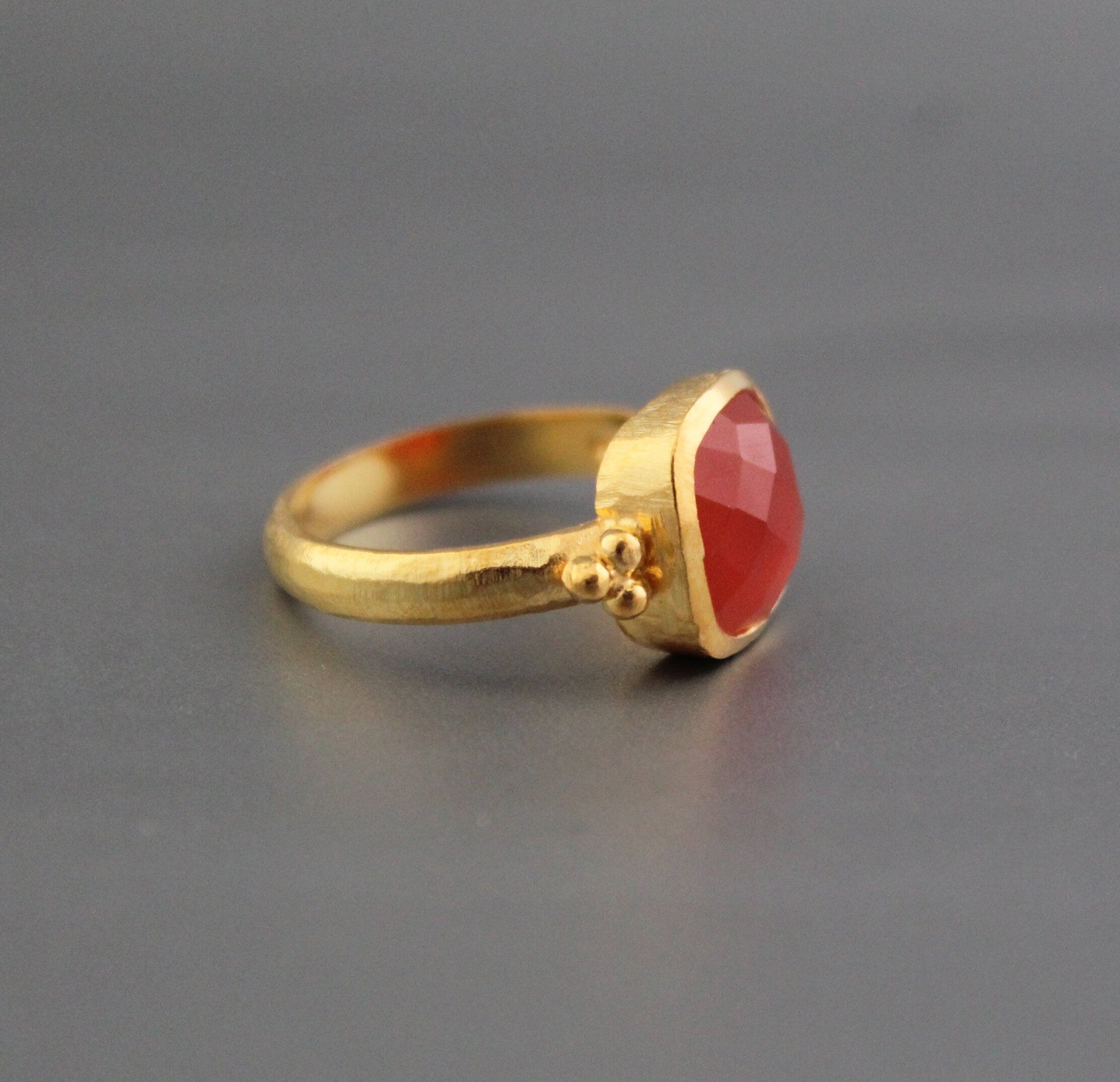 Carnelian ring, 18K Gold Vermiel, Personalized Gifts For Mom, Handmade Jewellery, Cushion Stone Ring, Engagement Ring, Pretty Ring