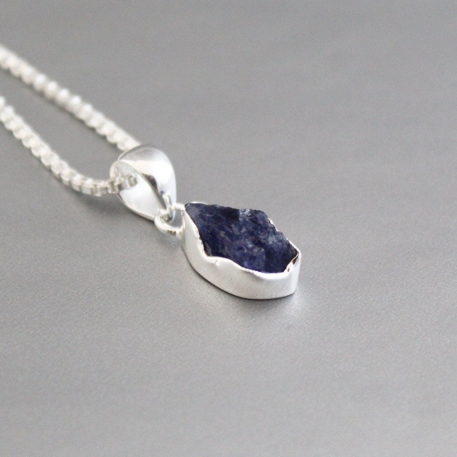 Raw Tanzanite Necklace, Silver Birthstone Necklace, Tanzanite Necklace Sterling Silver, 14K Gold Vermiel