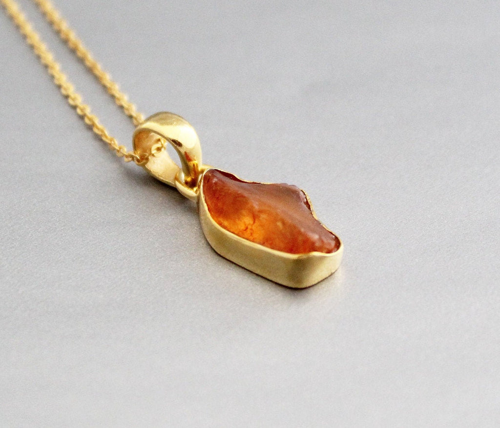 Raw Carnelian Necklace August Birthstone Necklace Raw Gemstone Necklace Orange Carnelian Necklace Rough Carnelian Pendant Gift for Mother