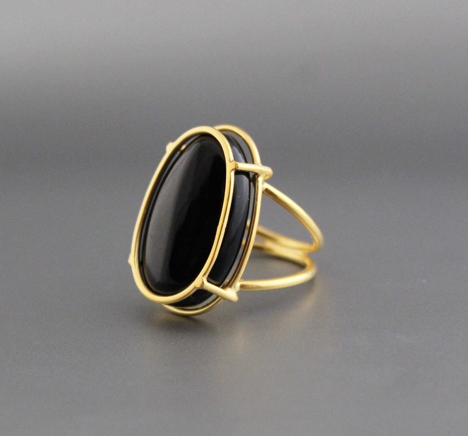 Handmade Black Onyx Ring, Gold Vermeil, Statement Jewelry