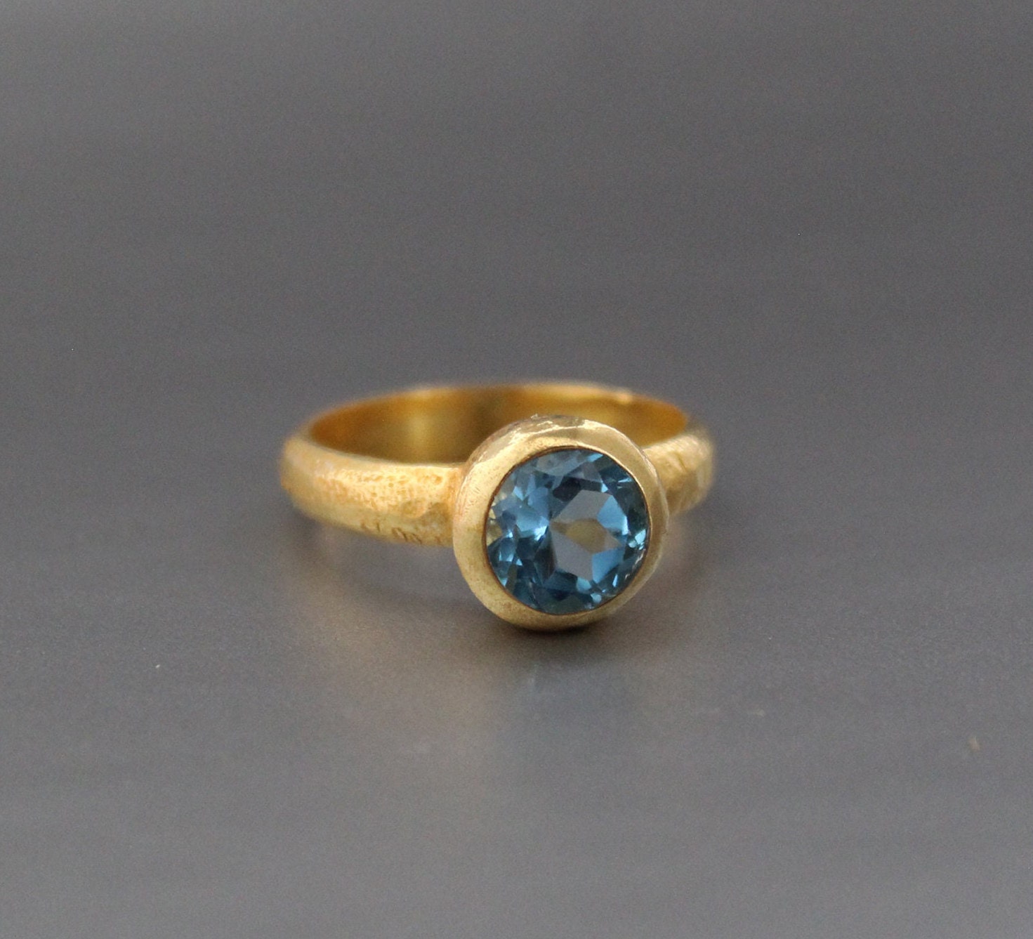Natural Blue Topaz Ring: Dainty Gold, December Birthstone, Cocktail Ring, Statement Women Ring, Mothers Day Gift