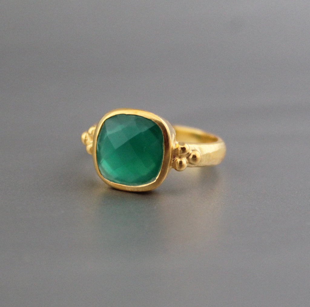 Green Onyx Ring, Green Gemstone Ring, Chunky Statement Ring, Bold Crystal Jewelry, Mothers Day