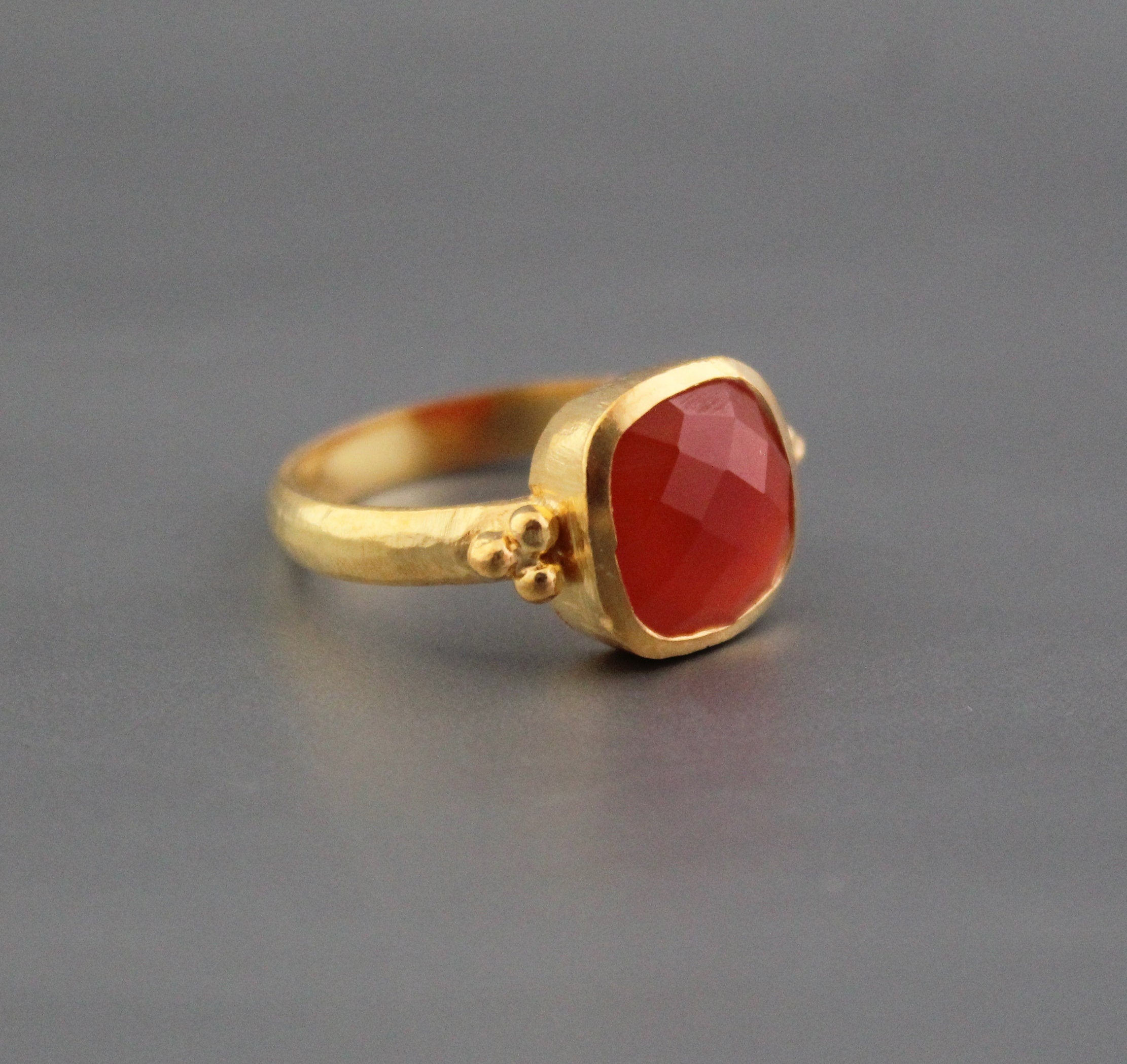 Carnelian ring, 18K Gold Vermiel, Personalized Gifts For Mom, Handmade Jewellery, Cushion Stone Ring, Engagement Ring, Pretty Ring