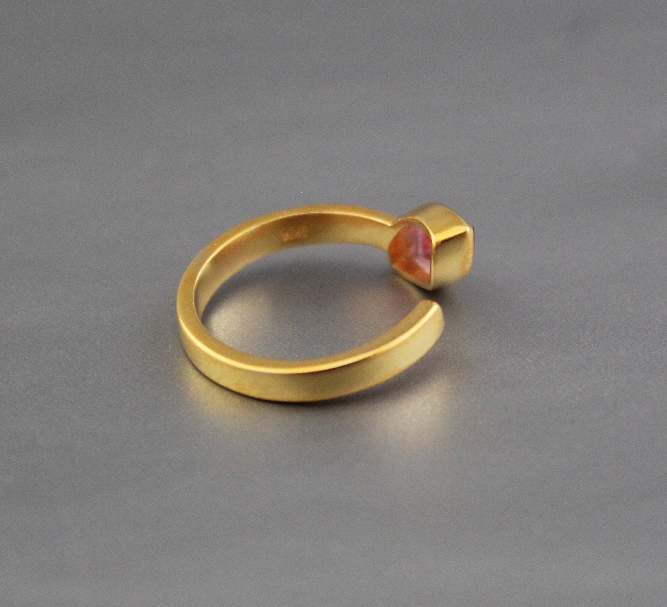 Pink Tourmaline Ring, Dainty Gold Ring, Adjustable Band, Pink Gemstone Ring, 925 Sterling Silver Jewelry, Birthday Gift, Ring For Mother