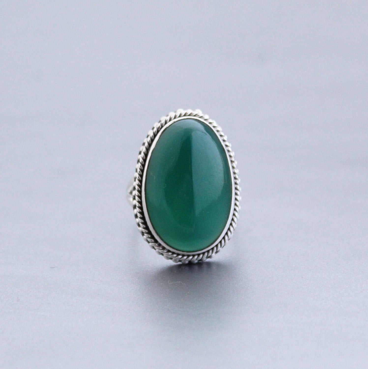 Green Onyx Sterling Silver Ring, 1910s Art Deco, Womens Vintage Ring, best friend ring, family ring, birthstone ring mom