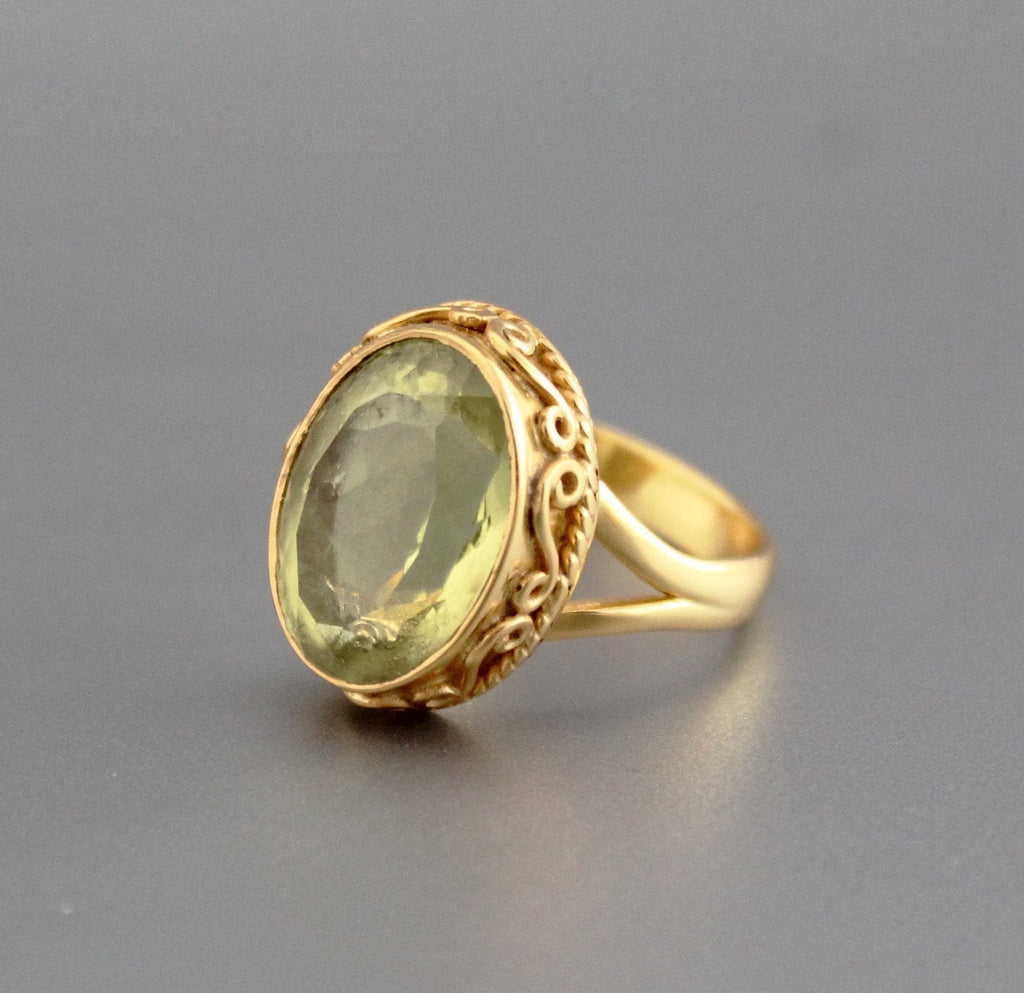 Lemon Quartz Ring, 18K Gold, Quartz Gemstone Ring, Gift Ring, Oval Shape Gemstone, Handmade Quartz Jewelry