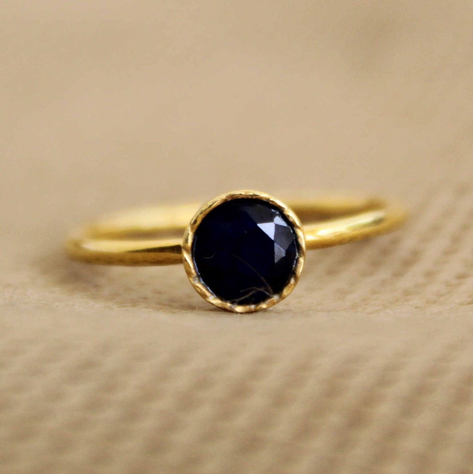 Blue Sapphire Solitaire Ring, Elegant Stackable Anniversary Ring, Blue Gemstone, September Birthstone, Engagement Ring