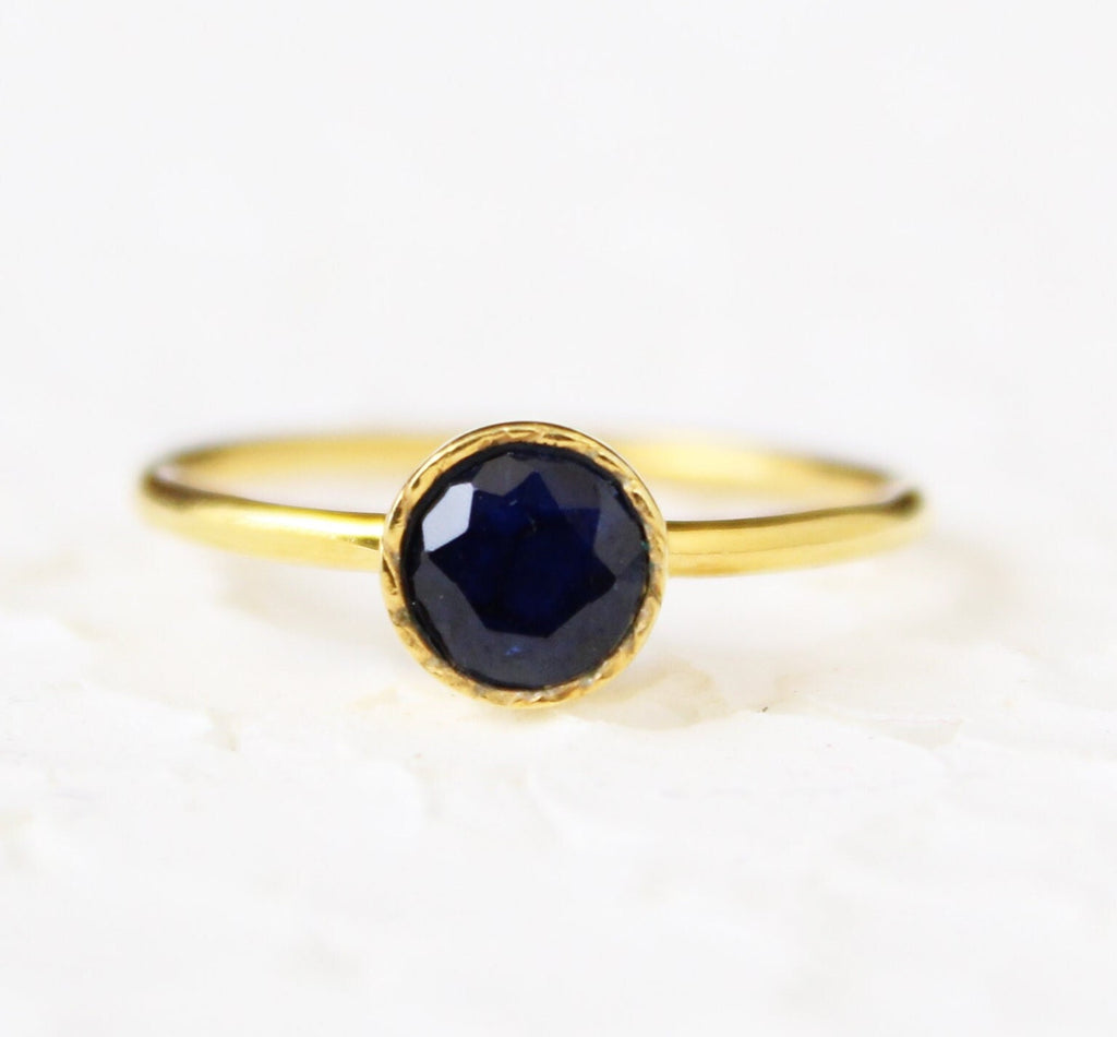 Blue Sapphire Solitaire Ring, Elegant Stackable Anniversary Ring, Blue Gemstone, September Birthstone, Engagement Ring