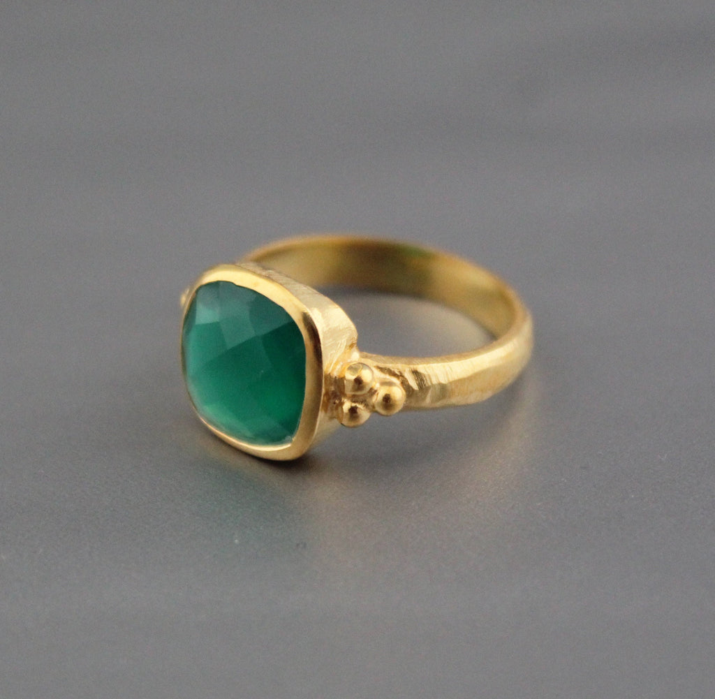 Green Onyx Ring, Green Gemstone Ring, Chunky Statement Ring, Bold Crystal Jewelry, Mothers Day