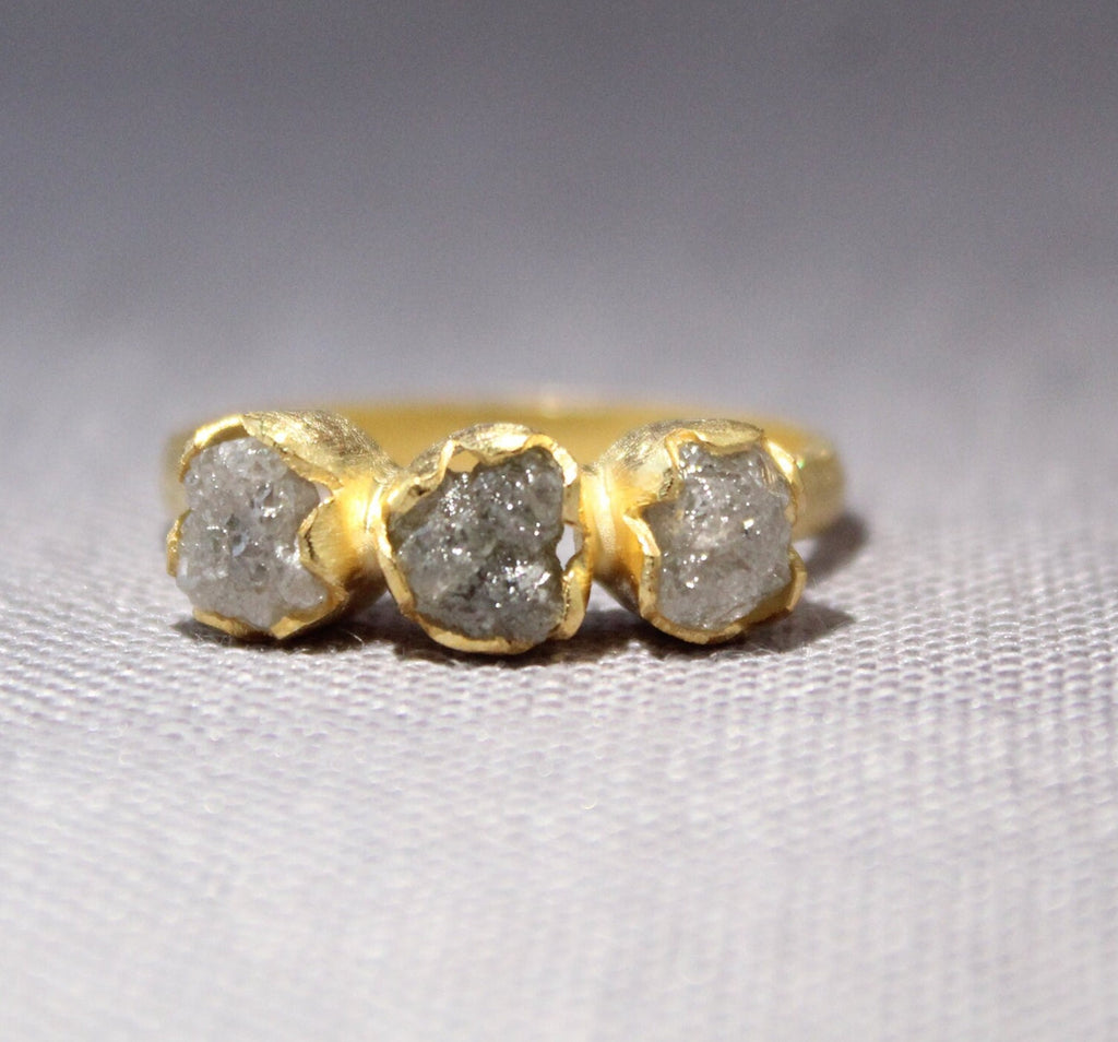 Raw Diamond Ring, April Birthstone, 18K Gold Filled, diamond ring-raw diamond ring, gift for bride