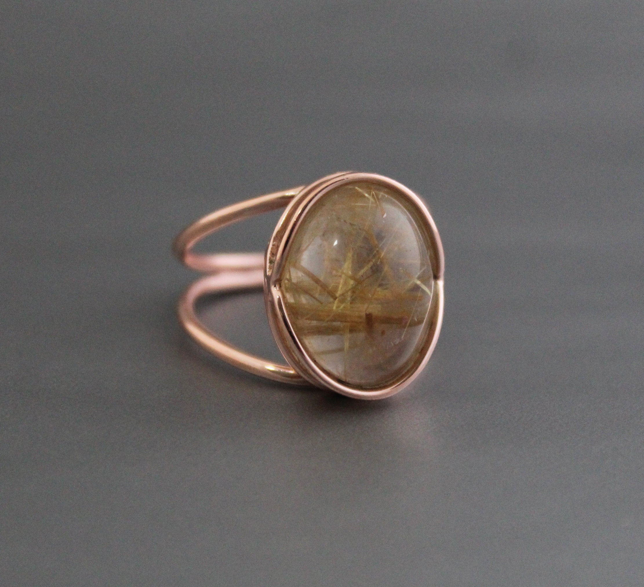 Golden Rutilated Quartz Ring, Sterling Silver, Gemini Birthstone, Natural Rutilated quartz, Gold Engagement Ring, Gift for Mom