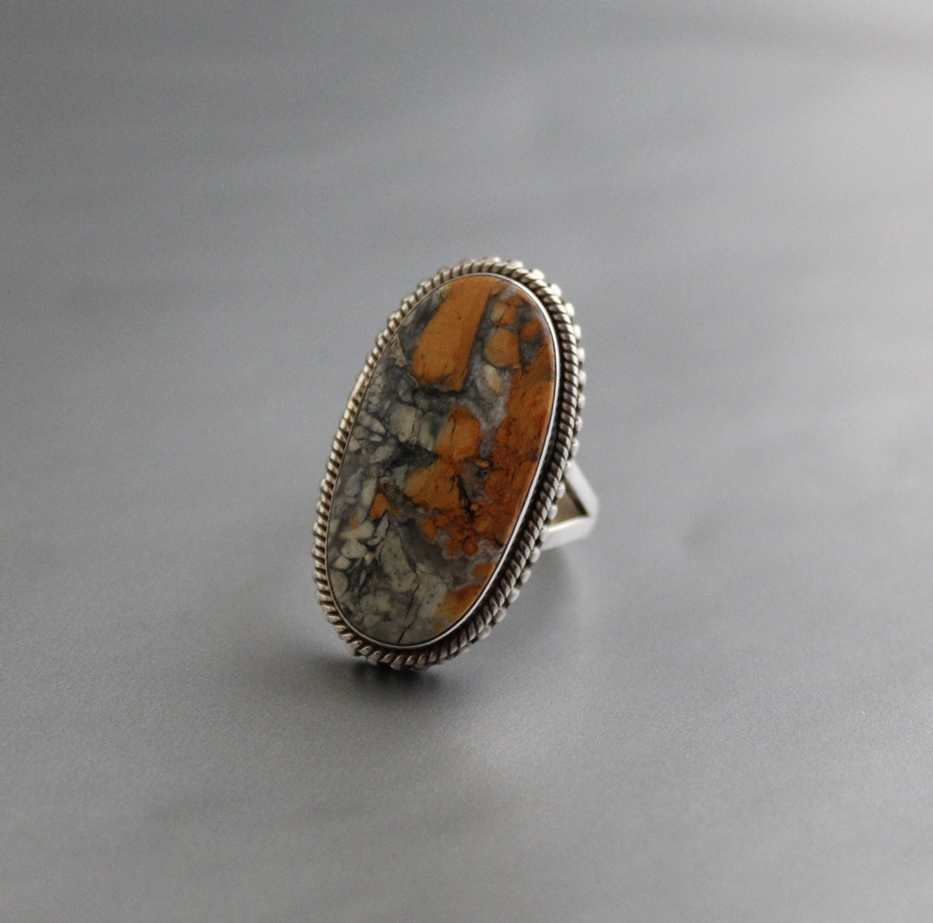 Jasper ring, Agate Rings, 925 Sterling Silver Ring, Boho Statement Ring, Large Silver Rings for Women,