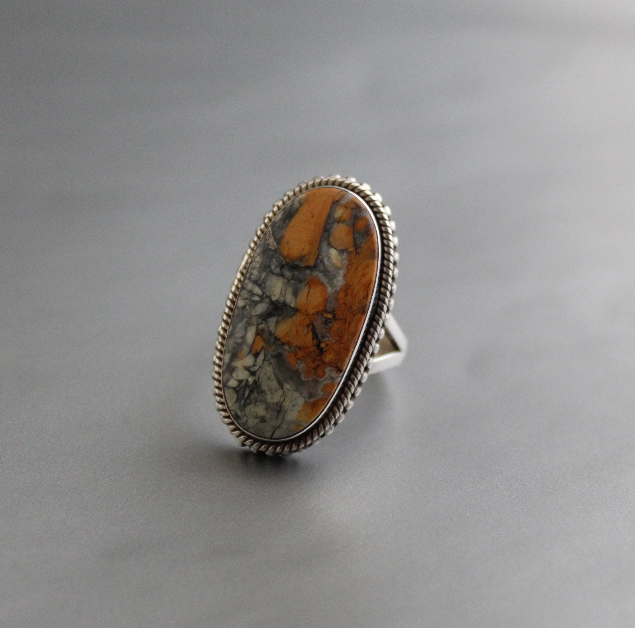 Jasper ring, Agate Rings, 925 Sterling Silver Ring, Boho Statement Ring, Large Silver Rings for Women,