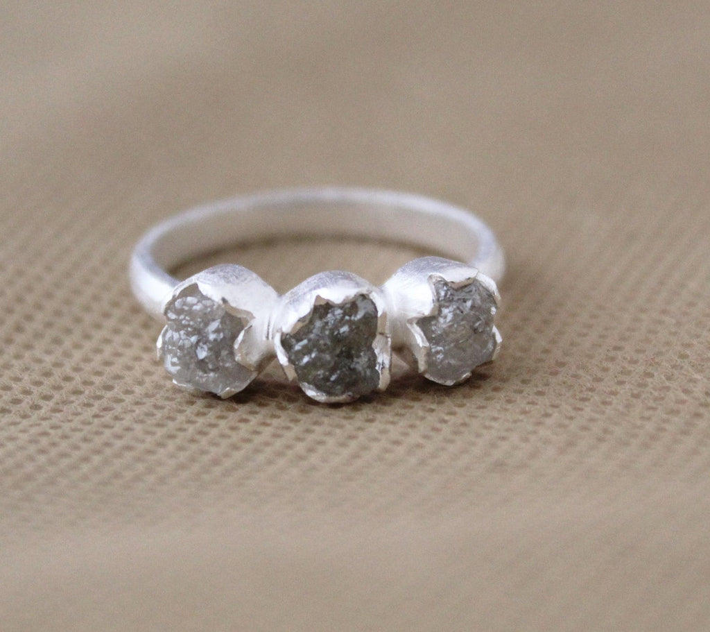 Raw Diamond Ring, April Birthstone, 18K Gold Filled, diamond ring-raw diamond ring, gift for bride