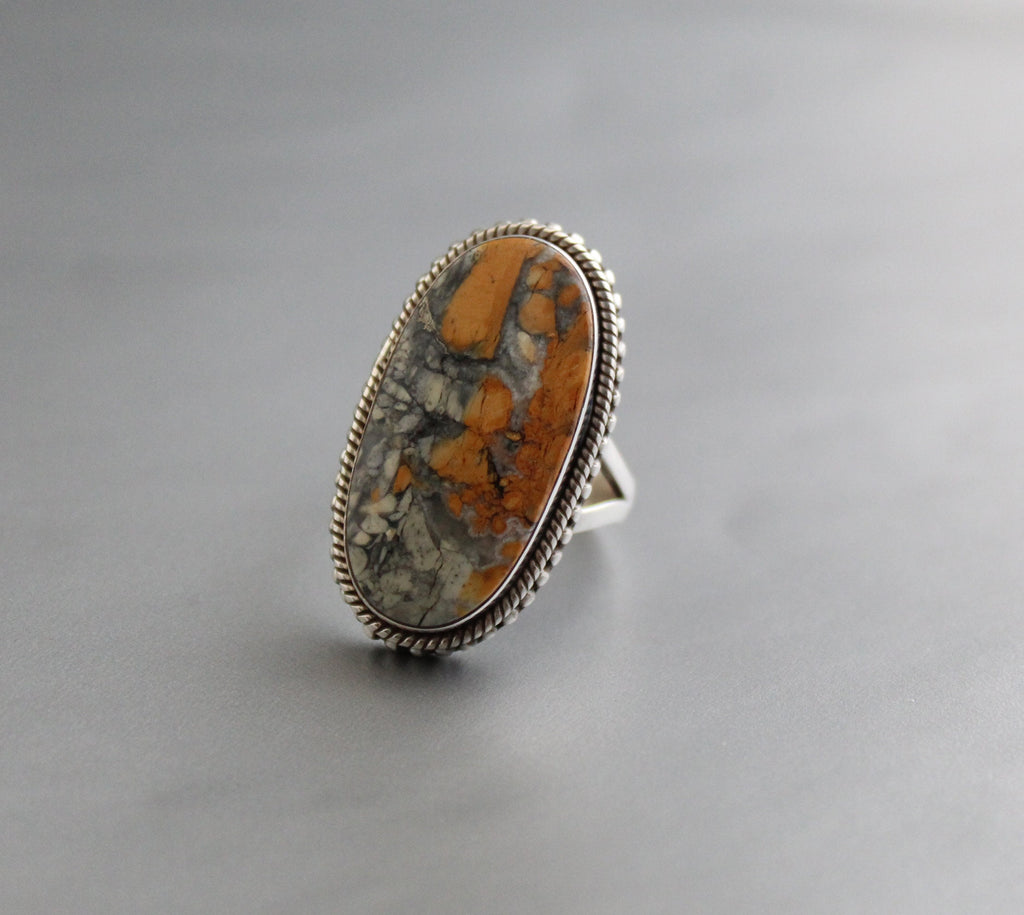 Jasper ring, Agate Rings, 925 Sterling Silver Ring, Boho Statement Ring, Large Silver Rings for Women,