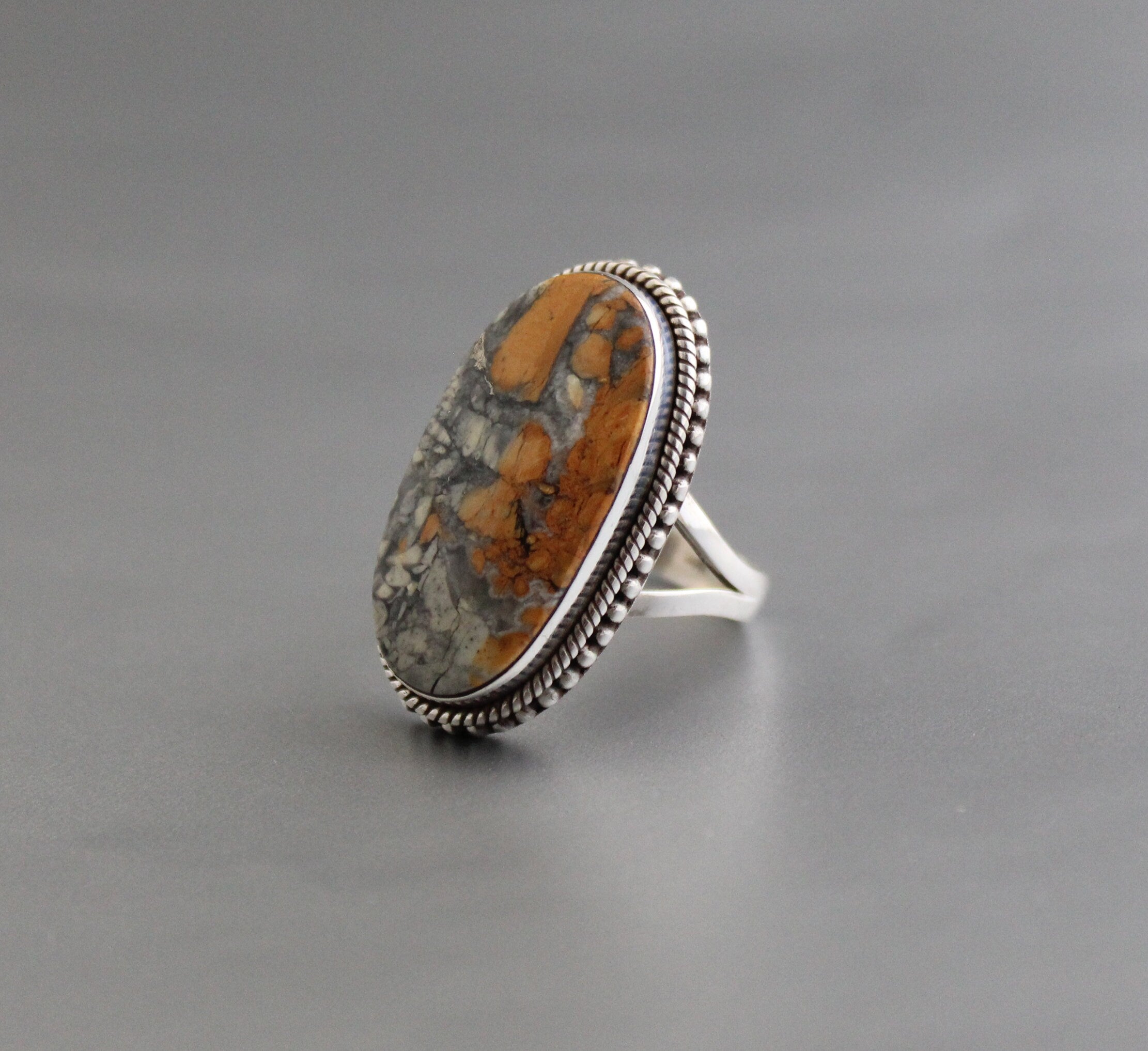 Jasper ring, Agate Rings, 925 Sterling Silver Ring, Boho Statement Ring, Large Silver Rings for Women,