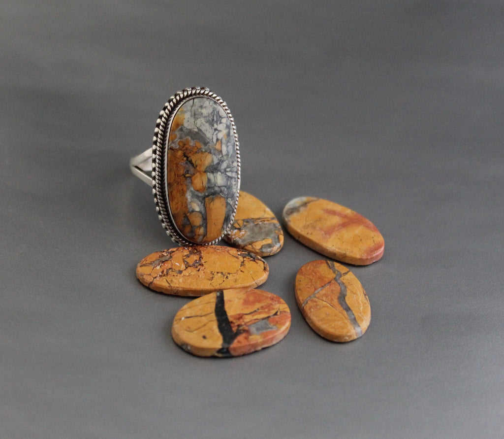 Jasper ring, Agate Rings, 925 Sterling Silver Ring, Boho Statement Ring, Large Silver Rings for Women,