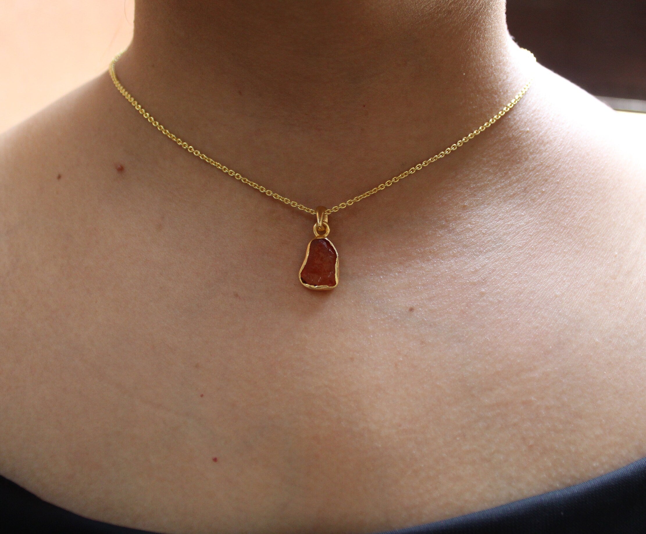 Raw Carnelian Necklace August Birthstone Necklace Raw Gemstone Necklace Orange Carnelian Necklace Rough Carnelian Pendant Gift for Mother
