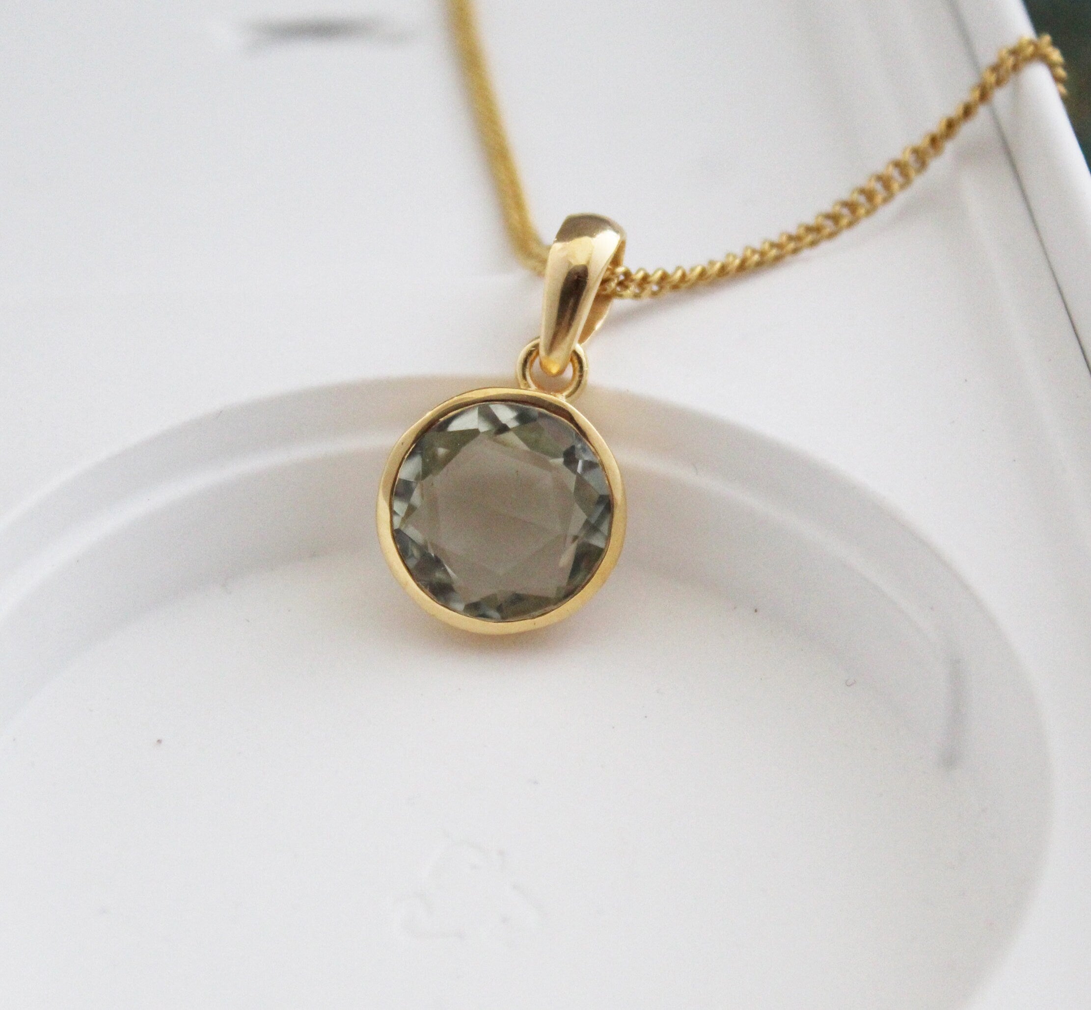Prasiolite Pendant, Green Amethyst, 18K Gold Filled, Gemstone pendant, Birthday Gift for Her, Mothers Day Gift