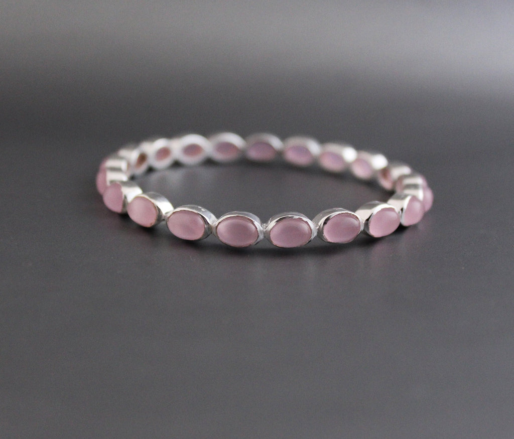 Pink Chalcedony Bracelet, Personalized Gifts for Mom, Healing Crystal Jewelry, Birthday Gift