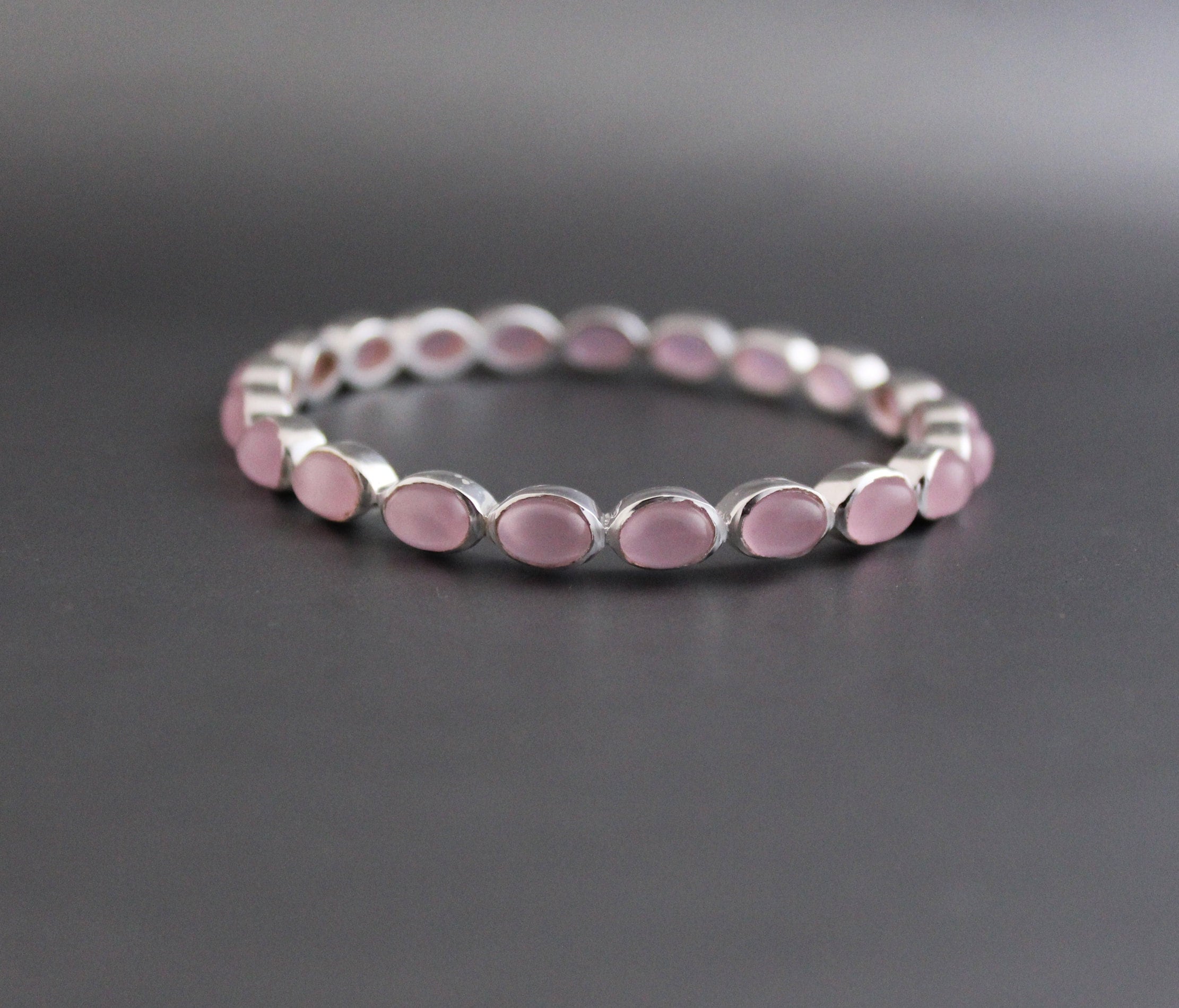 Pink Chalcedony Bracelet, Personalized Gifts for Mom, Healing Crystal Jewelry, Birthday Gift