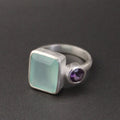 Chalcedony Ring, Multi Stone ring, Handmade Jewelry, Blue Stone Ring, Birthstone Jewelry, Custom Ring, Stacking Ring