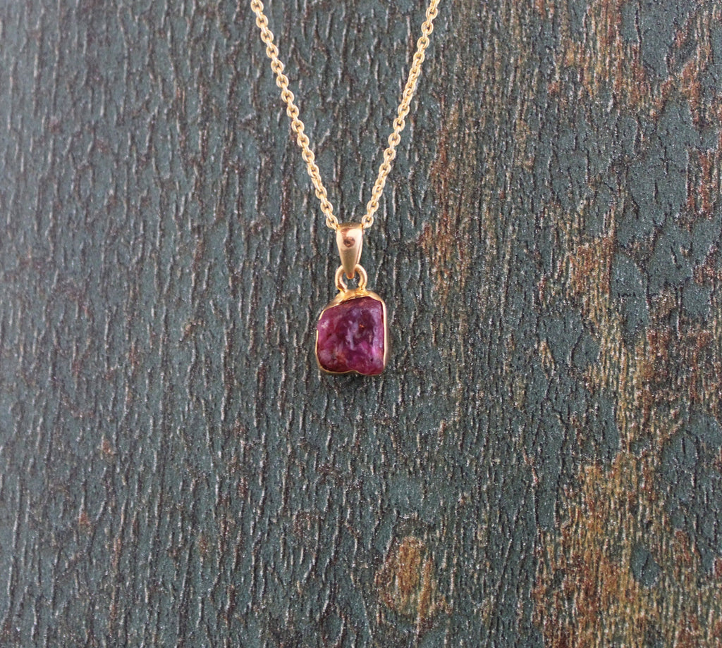 Raw Tourmaline Necklace, Pink Tourmaline Pendant, Dainty Gold Necklace, Simple Necklace, Raw Crystal Necklace, Birthstone Necklaces