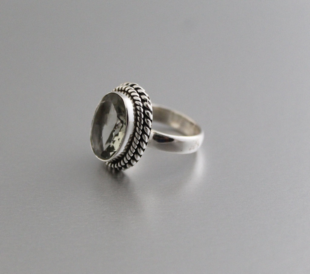 Green Amethyst Prasiolite Ring, Vintage Jewelry, Green Gemstone Ring, 925 Sterling Silver, Birthday Gift, February Birthstone