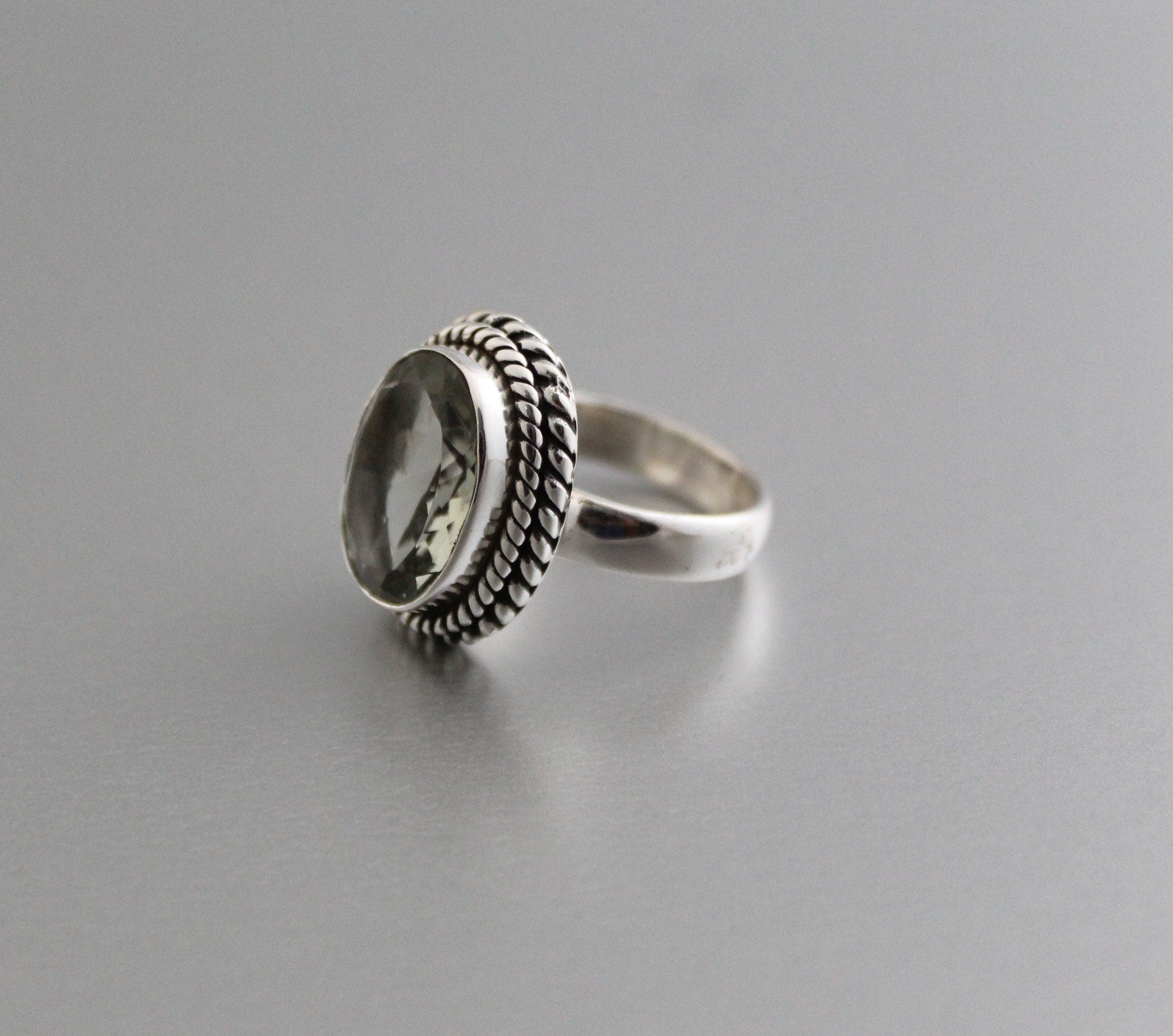 Green Amethyst Prasiolite Ring, Vintage Jewelry, Green Gemstone Ring, 925 Sterling Silver, Birthday Gift, February Birthstone
