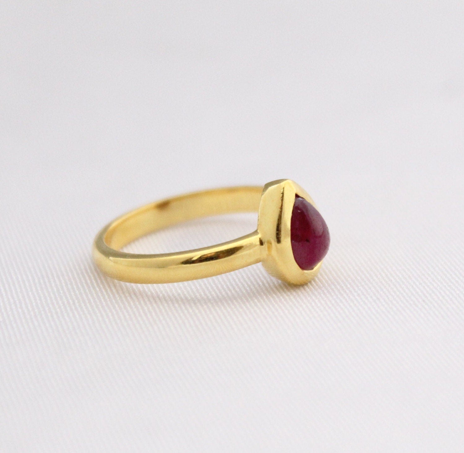 Natural Ruby Ring, Dainty Sterling Silver July Birthstone, 18K Gold Vermiel, Designer Band, Engagement Ring, Pretty Ring
