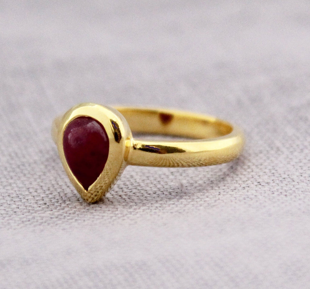 Natural Ruby Ring, Dainty Sterling Silver July Birthstone, 18K Gold Vermiel, Designer Band, Engagement Ring, Pretty Ring