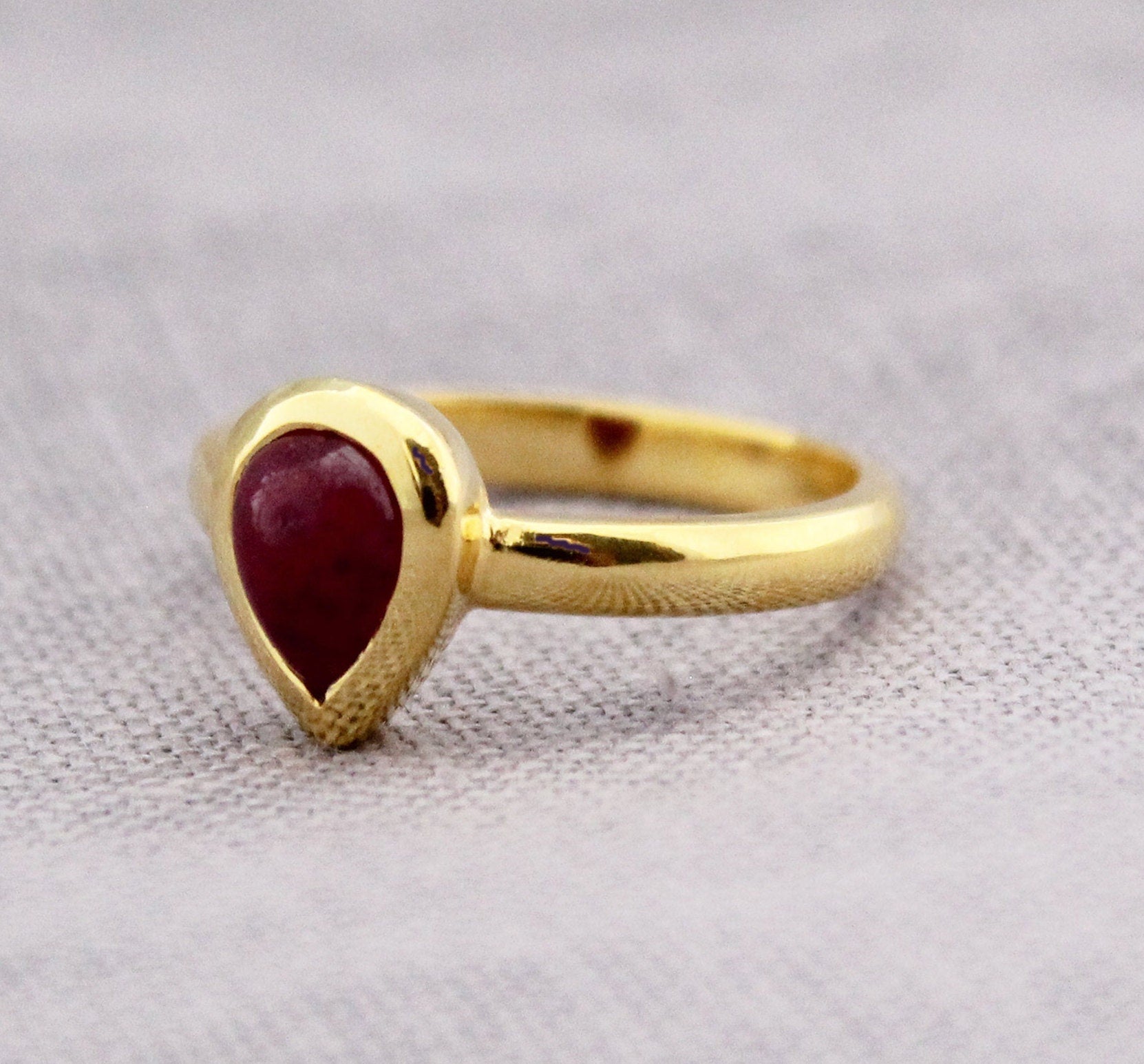 Natural Ruby Ring, Dainty Sterling Silver July Birthstone, 18K Gold Vermiel, Designer Band, Engagement Ring, Pretty Ring