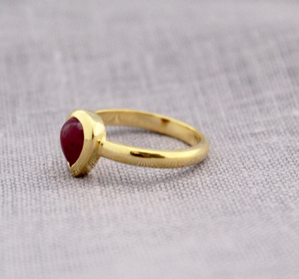 Natural Ruby Ring, Dainty Sterling Silver July Birthstone, 18K Gold Vermiel, Designer Band, Engagement Ring, Pretty Ring