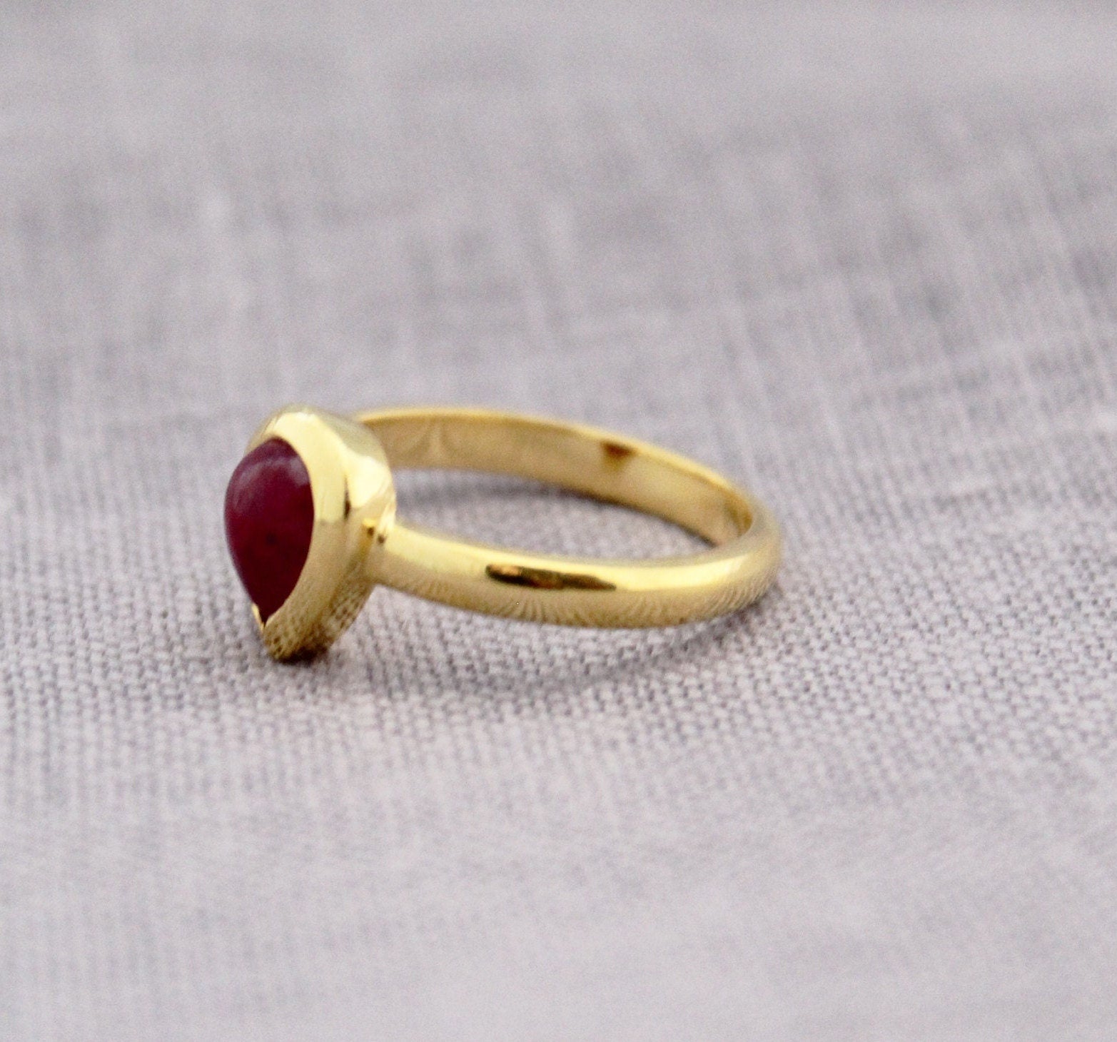 Natural Ruby Ring, Dainty Sterling Silver July Birthstone, 18K Gold Vermiel, Designer Band, Engagement Ring, Pretty Ring