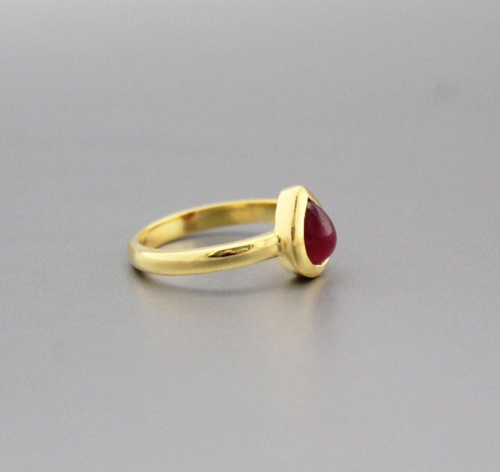 Natural Ruby Ring, Dainty Sterling Silver July Birthstone, 18K Gold Vermiel, Designer Band, Engagement Ring, Pretty Ring