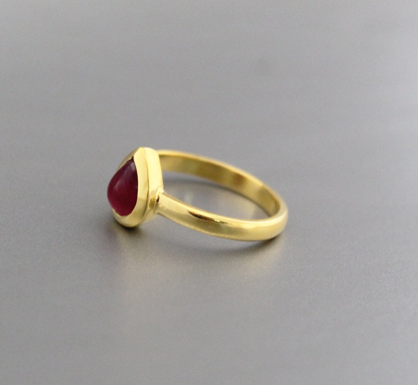 Natural Ruby Ring, Dainty Sterling Silver July Birthstone, 18K Gold Vermiel, Designer Band, Engagement Ring, Pretty Ring