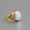 18K Gold Pearl Ring, Statement Ring, Freshwater Pearl Ring, Gift for her, Unique Birthstone Ring For Women