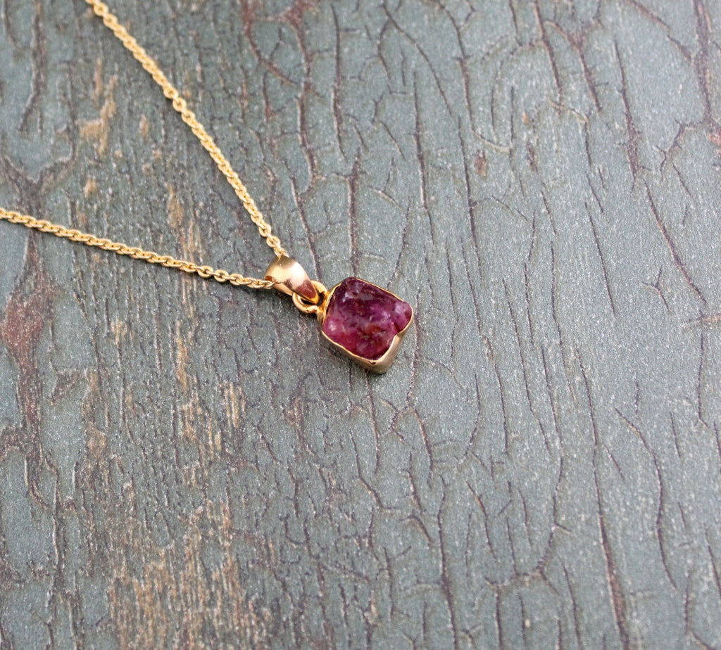 Raw Pink Tourmaline Necklace, Personalized Birthstone Necklace, Birthstone Charm Necklace, Personalized Gift For Her