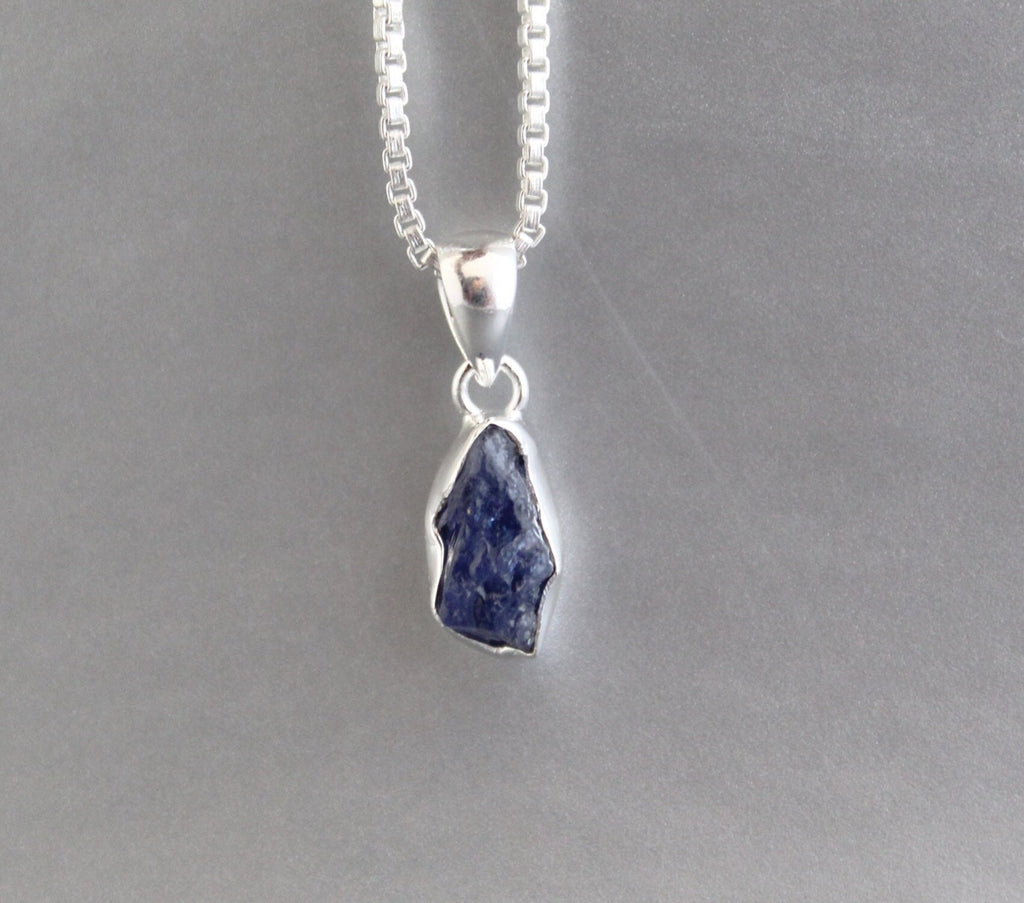 Raw Tanzanite Necklace, Silver Birthstone Necklace, Tanzanite Necklace Sterling Silver, 14K Gold Vermiel
