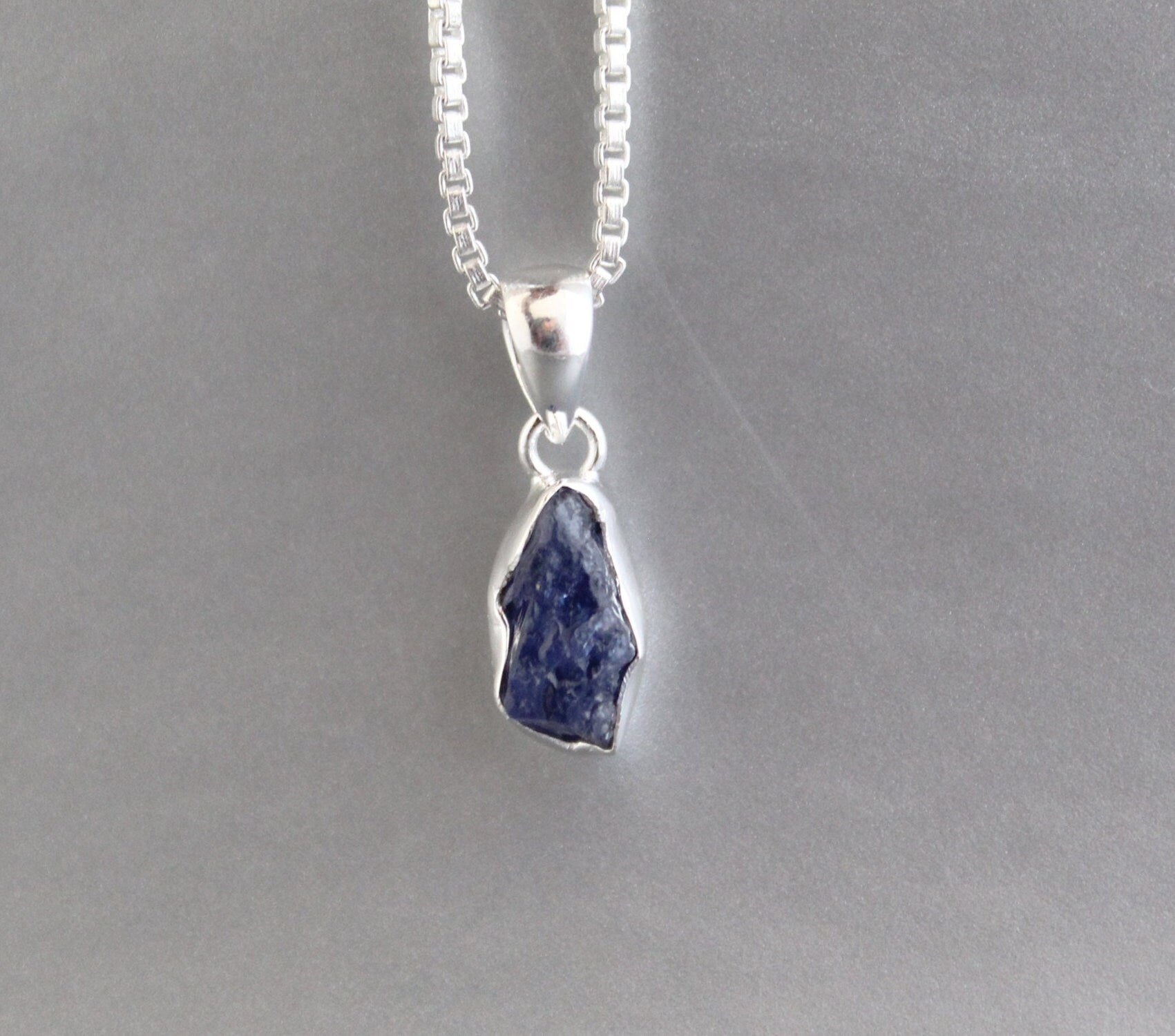 Raw Tanzanite Necklace, Silver Birthstone Necklace, Tanzanite Necklace Sterling Silver, 14K Gold Vermiel