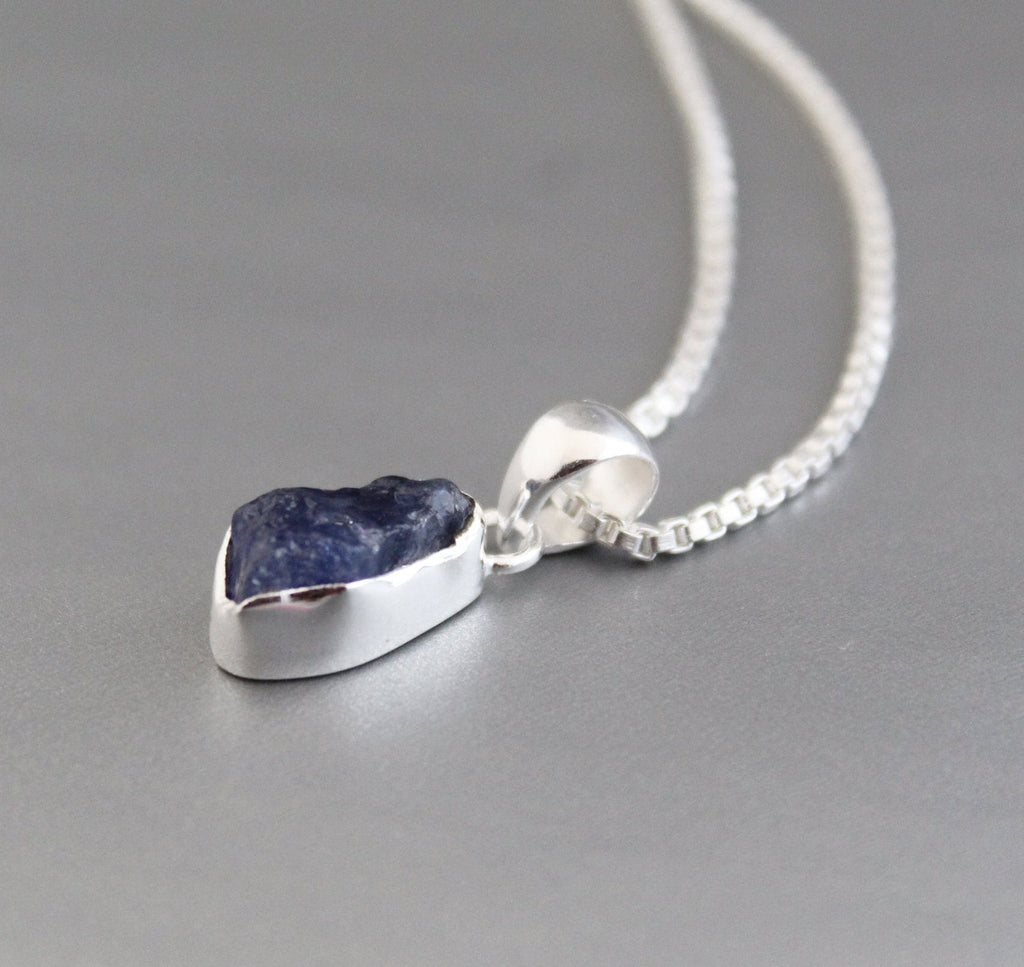 Raw Tanzanite Necklace, Silver Birthstone Necklace, Tanzanite Necklace Sterling Silver, 14K Gold Vermiel